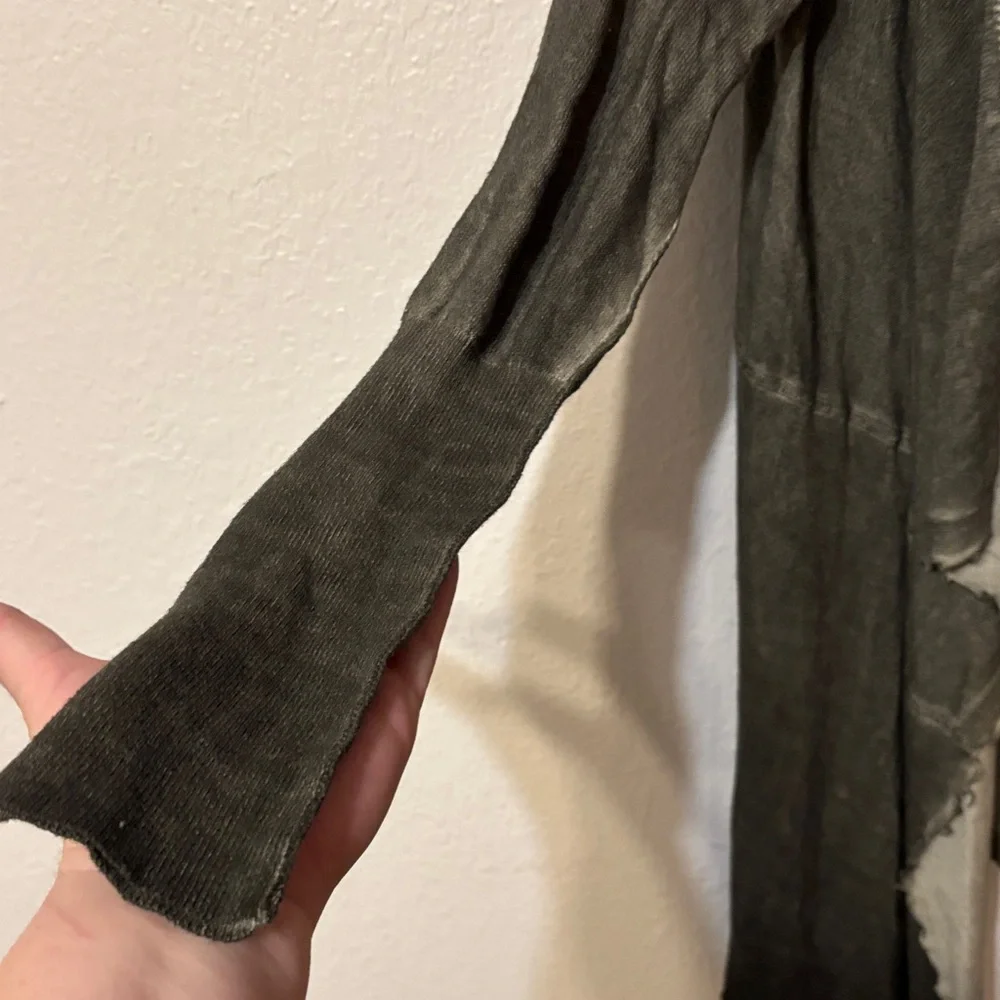 Free People Overdyed Open Front Waterfall Cardigan Small